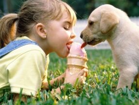 A girl ate ice cream with a dog and contracted parasites